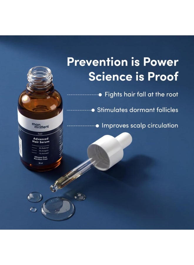 مان ماترز سيروم مان ماترز المتطور للشعر 30 مل | يحتوي على 23% من المكونات النشطة (3% ريدنسيل، 2% أناجين و1% أمينكسيل، بالإضافة إلى خلاصة أوراق إكليل الجبل) | يُنشط خلايا الشعر، ويُحسّن كثافته ويُعزز نموه | خالٍ من البارابين. - Image 2